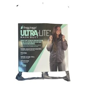 Frogg Toggs Ultra-Lite Rain Suit S/M Black Hooded Raglan Sleeve Outdoor Full Zip